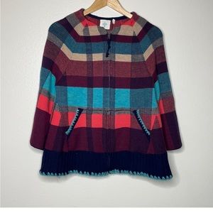 Anthropologie Monogram Zip Up Wool Sweater Small